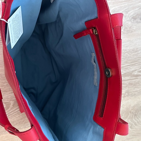 Noonday Collection: NWT: 100% Leather : Red with Blue Interior - Picture 5 of 10